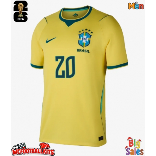 Brazil Lucas Paqueta #20 Replica Home Stadium Shirt World Cup 2026 Short Sleeve